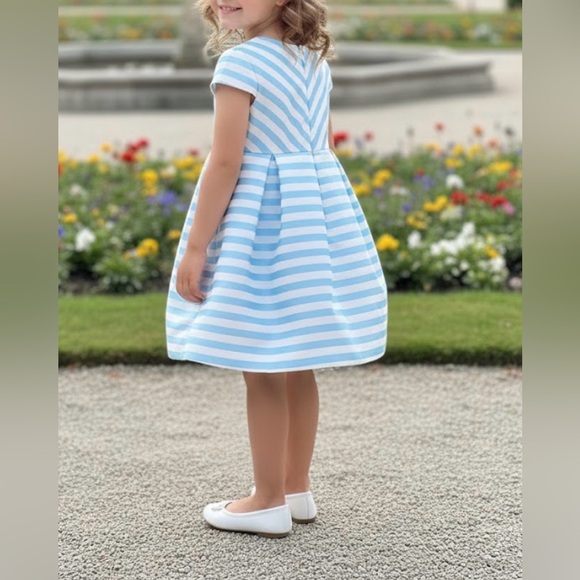 Charming Blue and White Striped Kids Dress - Picture 2 of 2